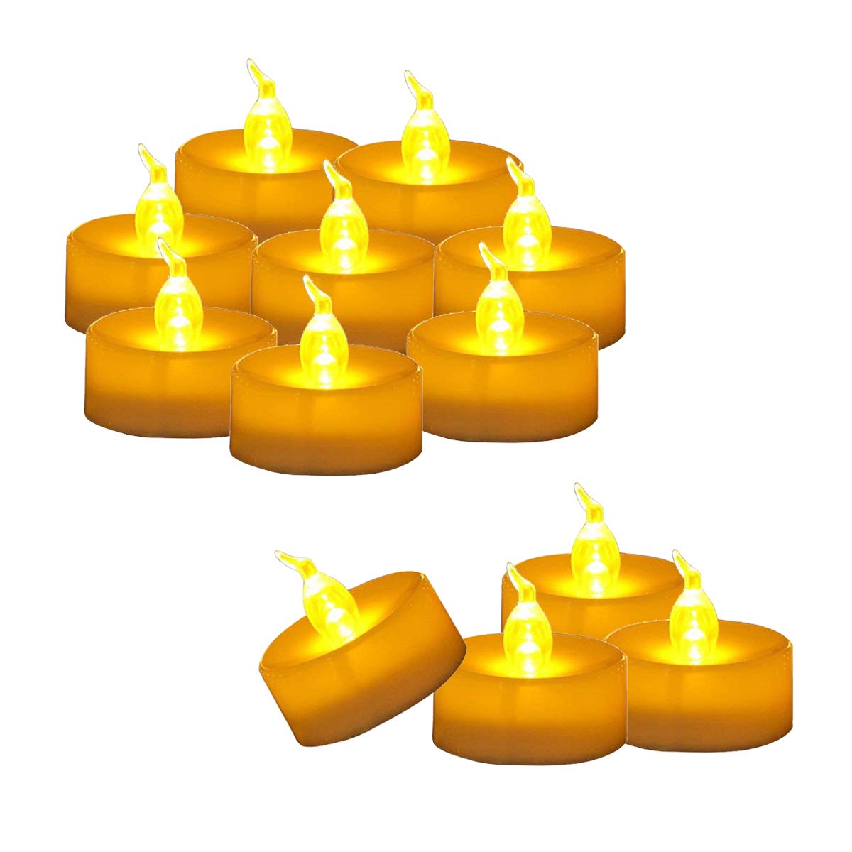 Cozeyat 12pcs Tea Lights Led Timer 6 Hours Battery Operated Mini Candles, Long Lasting Timed Tealights Flickering Yellow for Wedding Reception