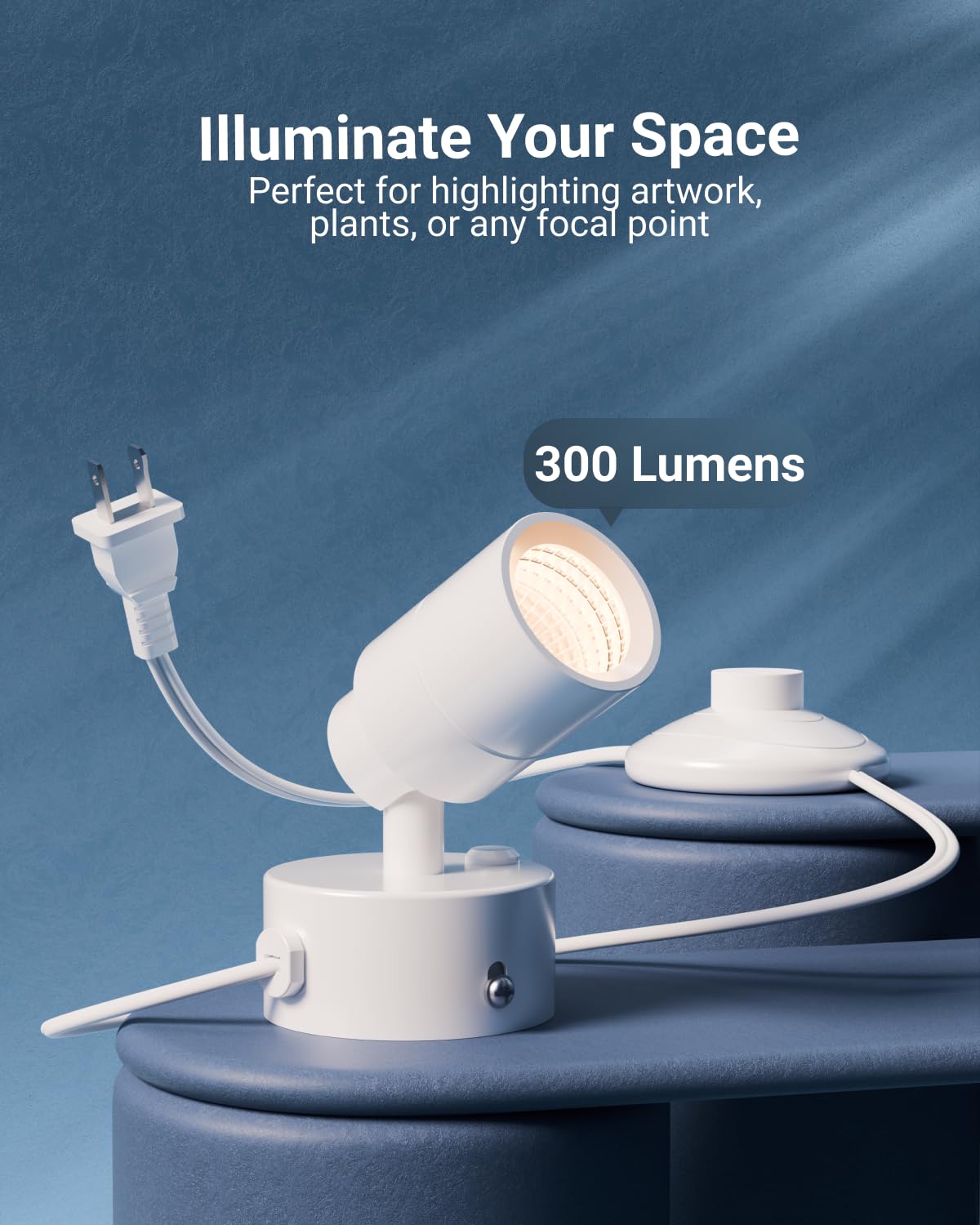 Sunco Uplights with Foot Switch, 3W LED Floor Spotlight, for Indoor Plants, 300 Lumens, 3000K Warm White, Uplighting for Displays & Artwork, 120V