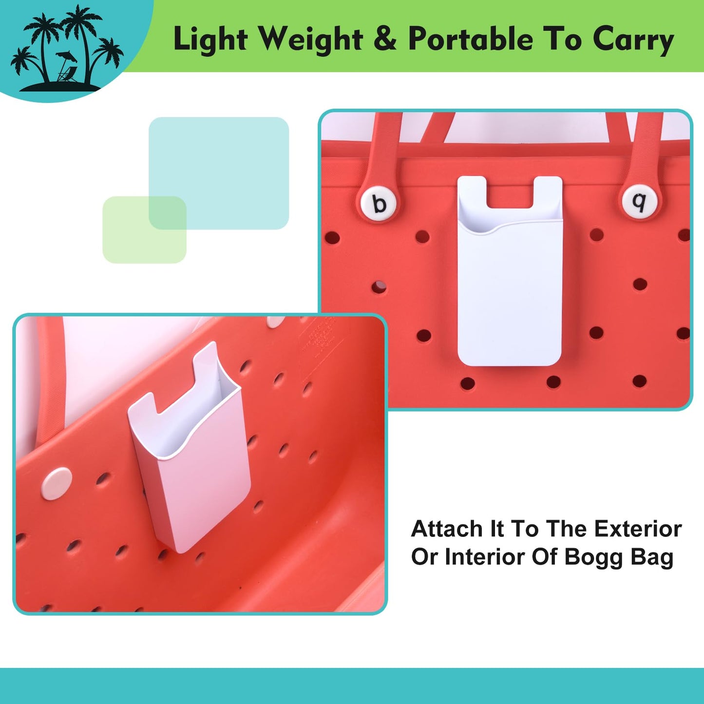 Raymall Phone Holder Compatible with Bogg Bag and Simple Modern Beach Tote, Universal Hard ABS Plastic Cell Phone Case Holder Accessories for Bogg Bag