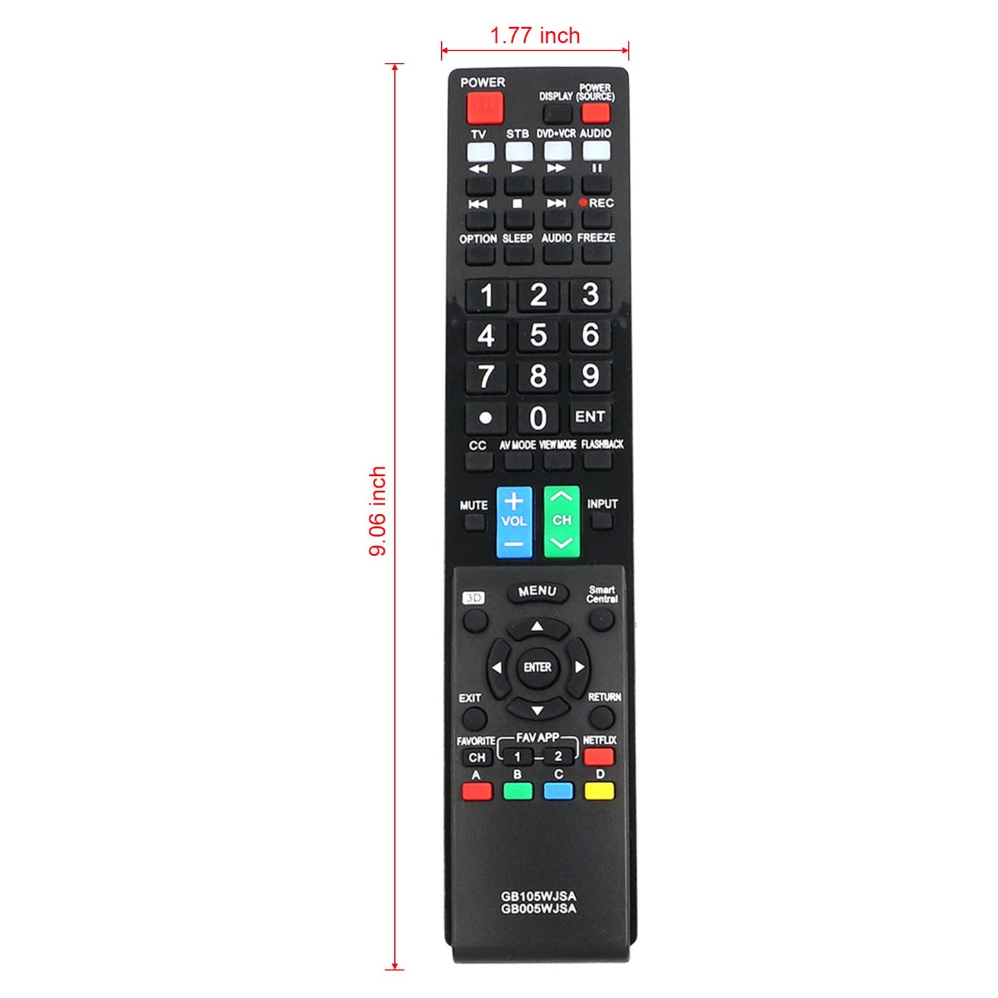 GB005WJSA RRMCGB005WJSA Replaced Remote fit for Sharp Aquos TV BDAMS20 LC60C7450 LC60C7450U LC60C8470U LC60LE655U LC60LE657U LC60LE745 LC60LE745U