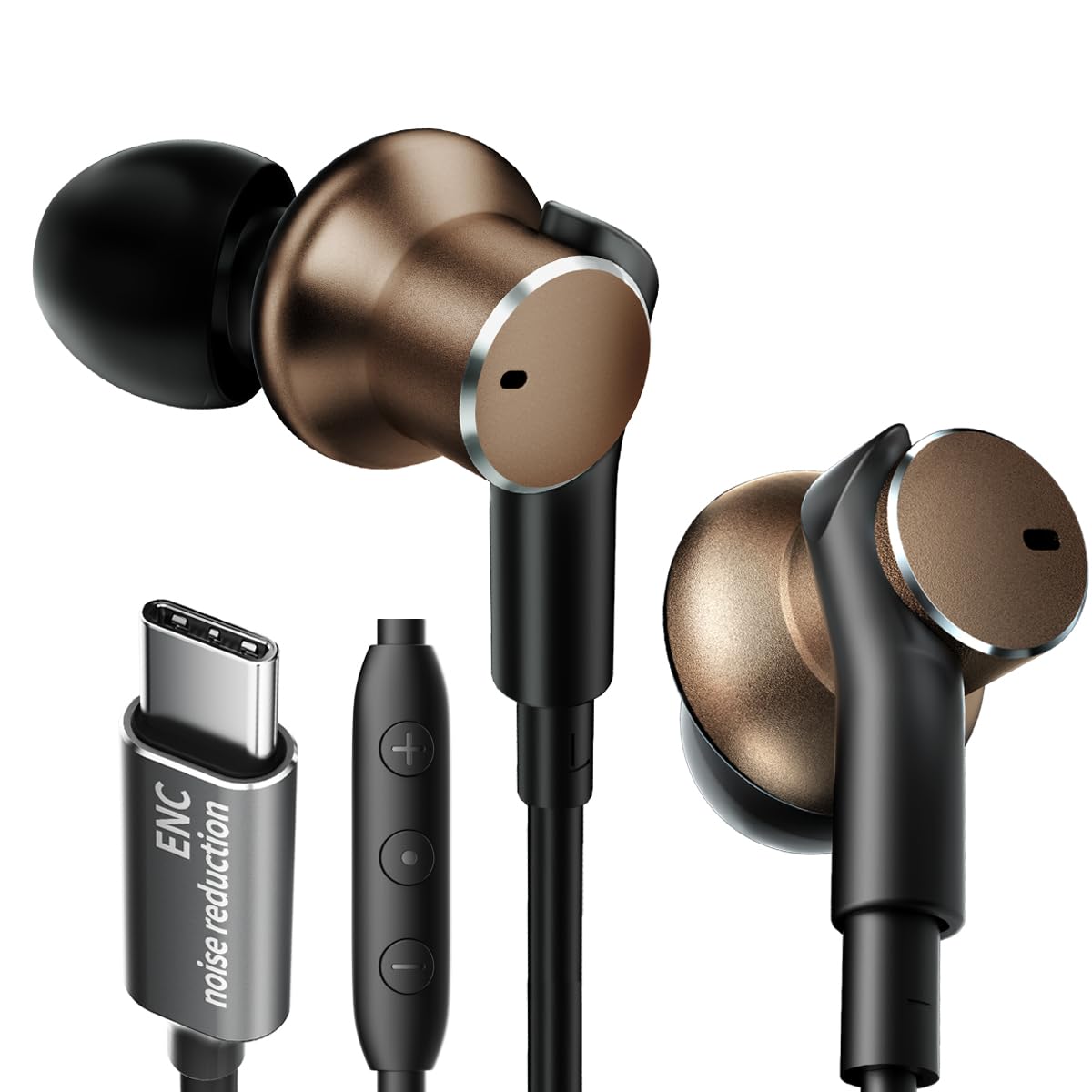 jechan Dynamic Balanced Deep Bass in-Ear Headphones -Noise Cancelling Wired Earbuds with Dual-Driver Bass Boost Ear Bud Noise Isolation-Clear Call…