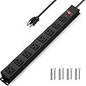 8 Outlet Power Strip Surge Protector, 6 Feet Metal Power Strip Heavy Duty with Switch for Home Office School Shop Garage, Wall Mount with Screw, 2100J