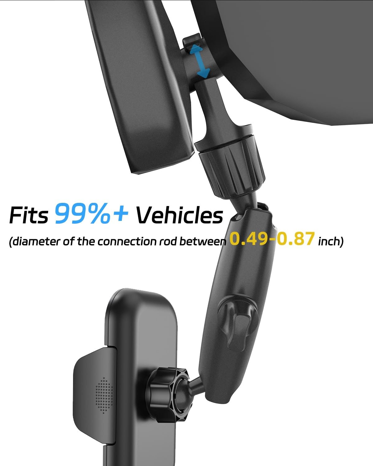 Oceavity 2026 Upgraded Rear View Mirror Phone Holders for Your Car, Multi-Directional Dual 360 Rotatable Adjustment Phone Mount for iPhone Android