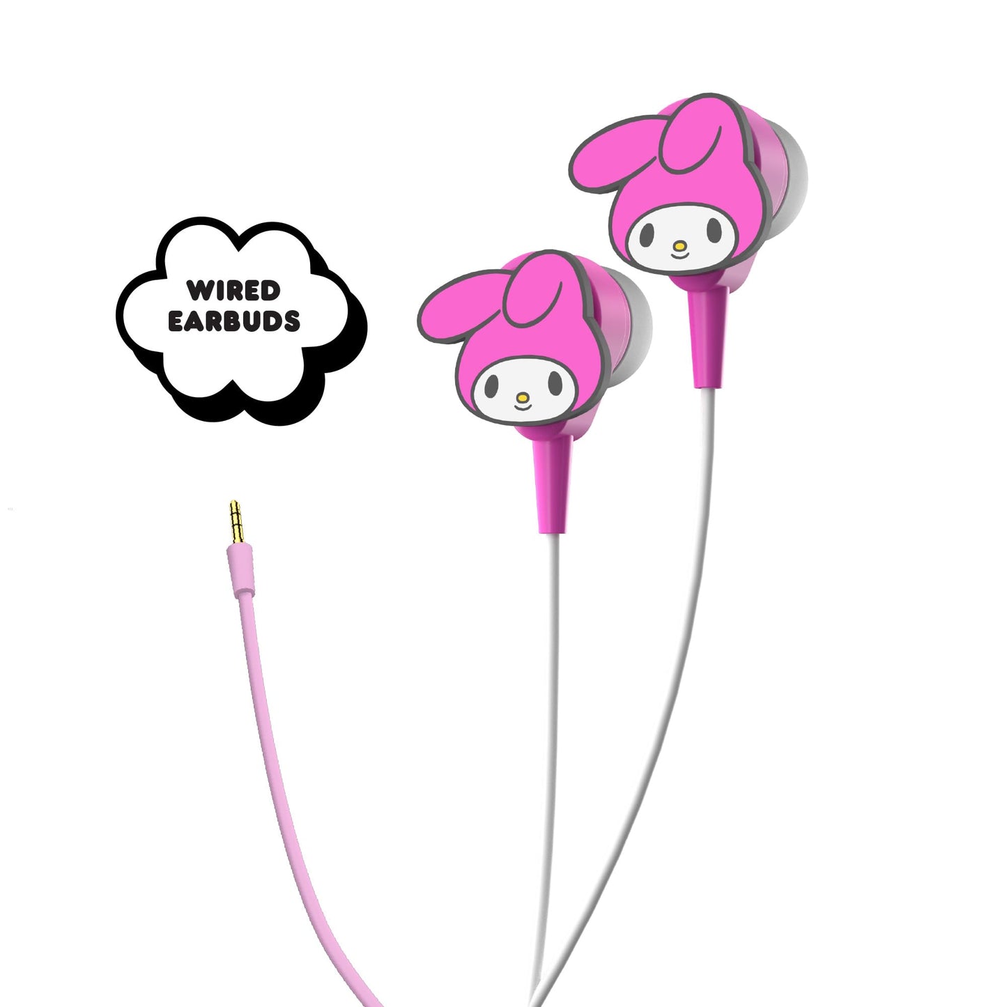 Hello Kitty 2-in-1 Wireless Bluetooth Headphones with Wired Earbuds - Foldable Over-Ear Headset with Built-in Mic, AUX Cable, Adjustable Headband,