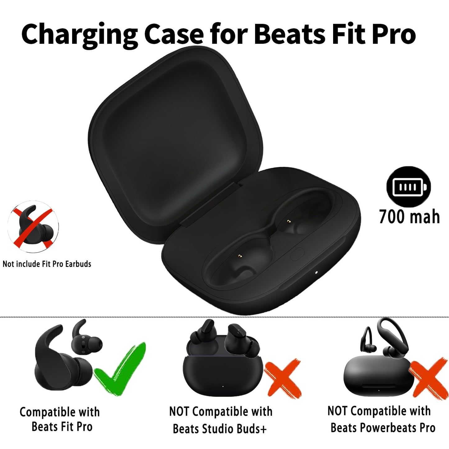 Alimingyan Replacement Compatible forBeats Fit Pro Charging Case, Charging Case forBeats Fit Pro Alternative with Wireless Bluetooth Pairing Button