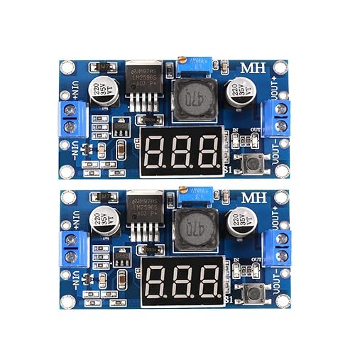 2 Pcs LM2596s DC Buck Converter, MELIFE Adjustable DC to DC Step-down Voltage Regulator Power Module 36V 24V 12V to 5V 2A Voltage Stabilizer with LED…