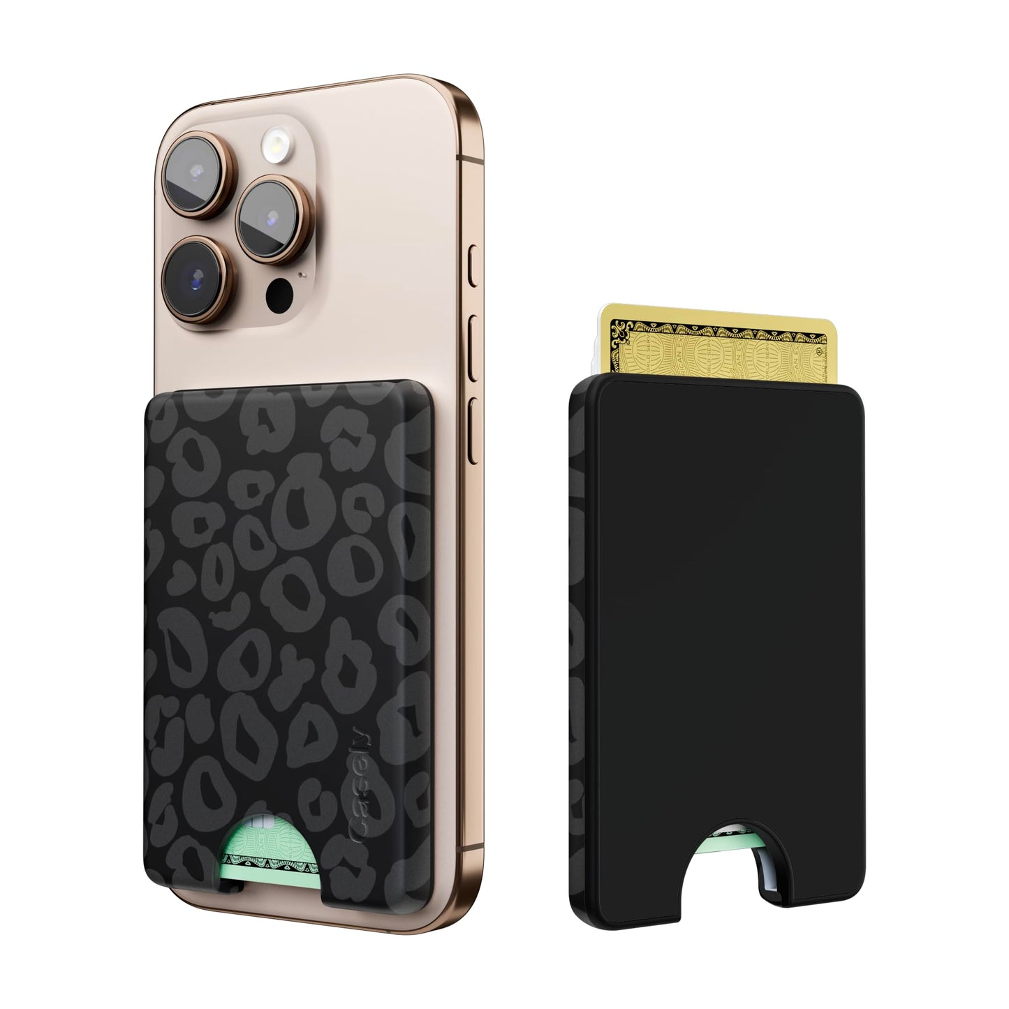 Casely MagWallet | Into the Wild | Black Leopard | Slim Wallet Card Holder | Compatible with MagSafe | Soft-Touch Hard Silicone | Holds Up to 3 Cards