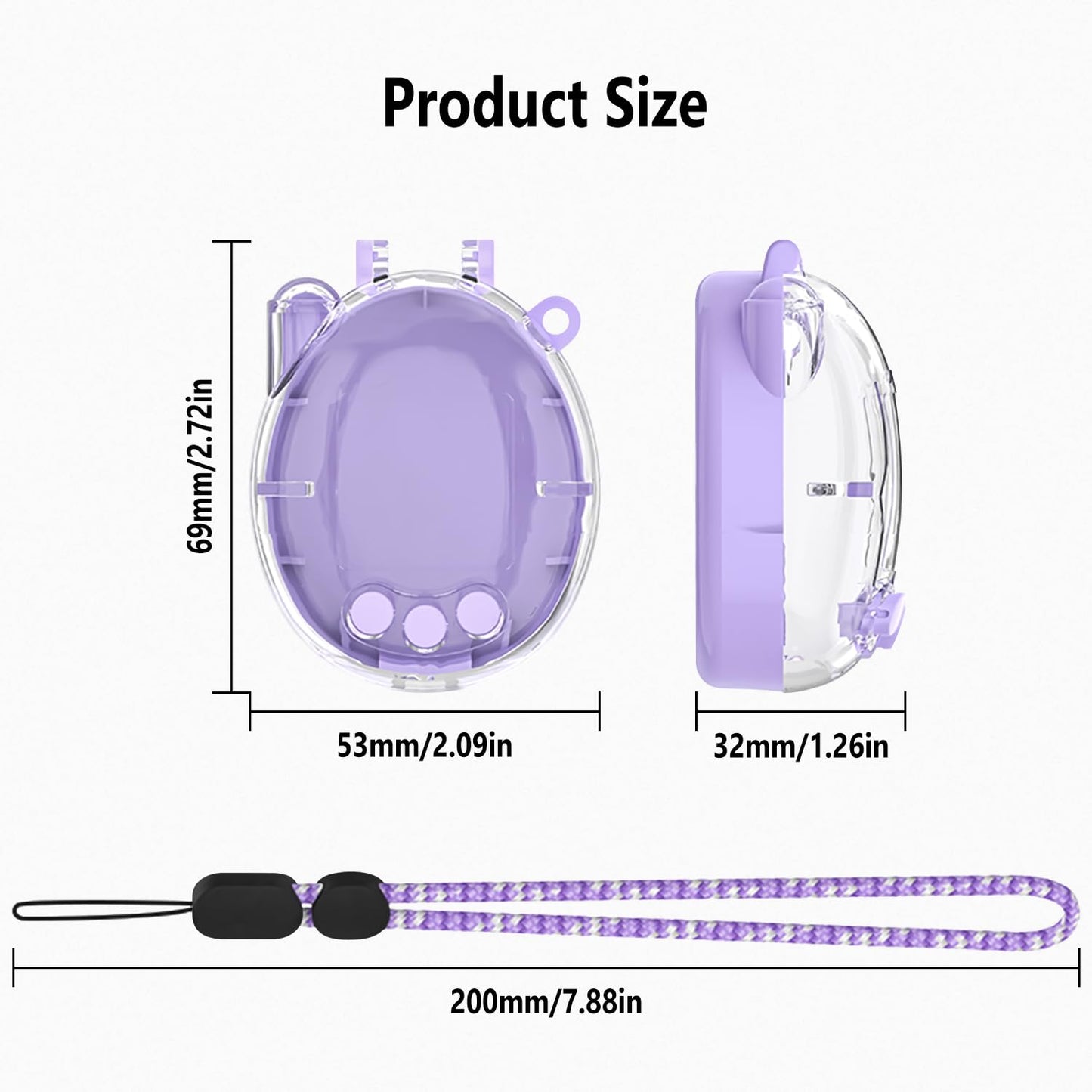 Geiomoo PC Cover for Tamagotchi Connection Case, Funny Flexible Scratch Resistant Protective with Lanyard (Purple)