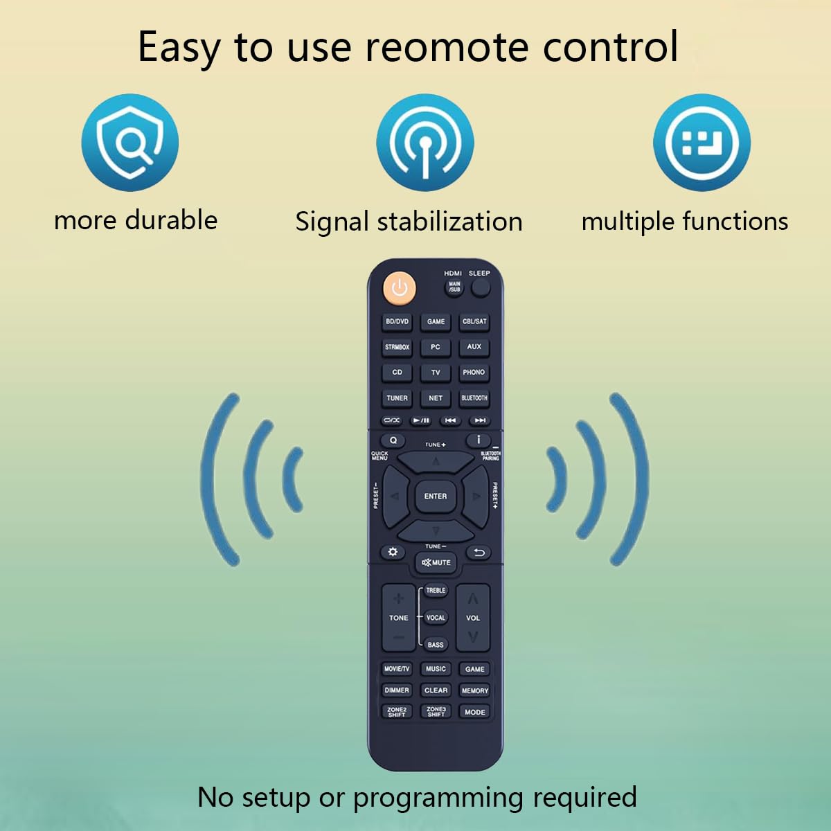 Remote Control Replacement for Onkyo AV Receiver RC-972R TX-NR7100 TX-NR6100 TX-NR5100 TX-NR3100 TX-NR696 TX-SR494 TX-NRSR393 TX-RZ50 TX-RZ70