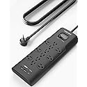 Surge Protector Power Strip, SUREANCE Surge Protector with 12 Outlets and 4 USB Ports, 20W PD USB-C Fast Charging for Home, Office, 4100 Joules, Flat