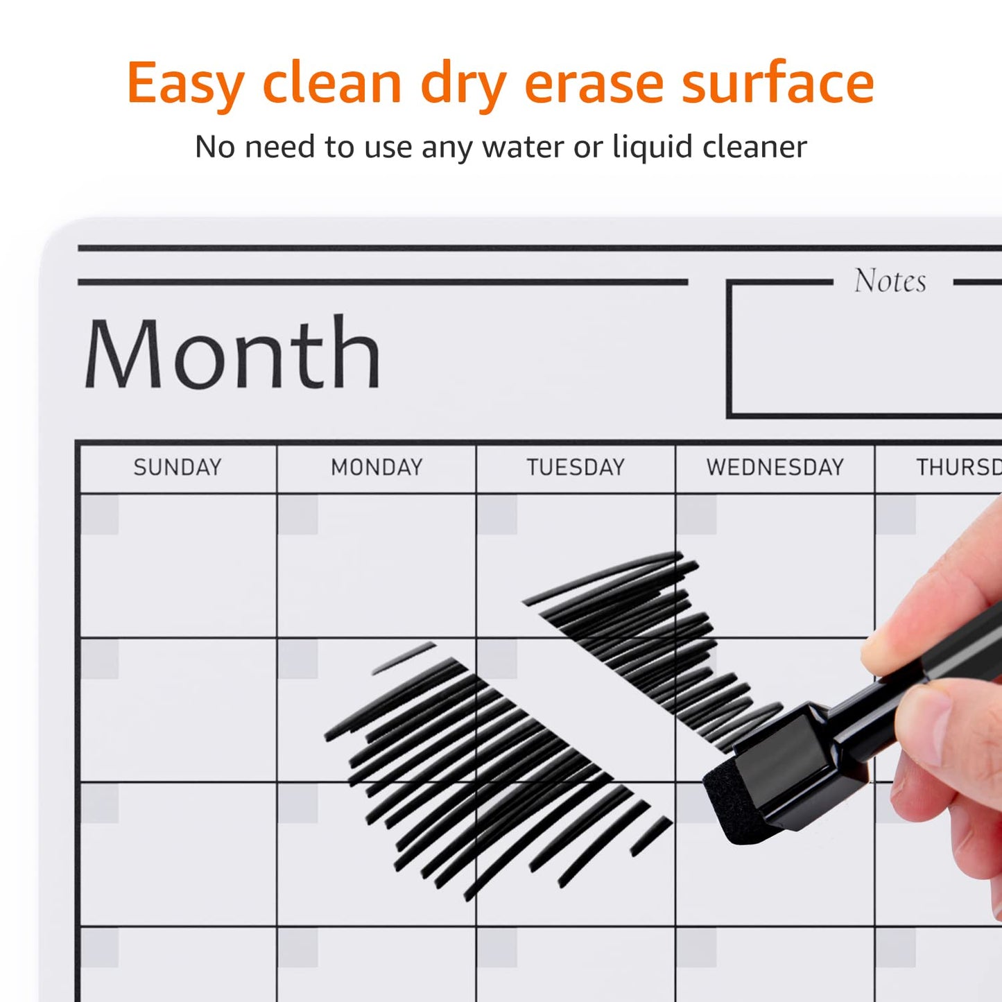Amazon Basics Magnetic Dry Erase Whiteboard Calendar for Fridge, Easy to Clean, Schedule Organizer, 12" x 17", Includes 4 Markers and Eraser