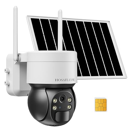 4G LTE Cellular Security Camera No Internet Needed, No WIFI Security Cameras Wireless Outdoor, Solar Camera With SIM Card, PIR Sensor, 360 PTZ, 2K HD
