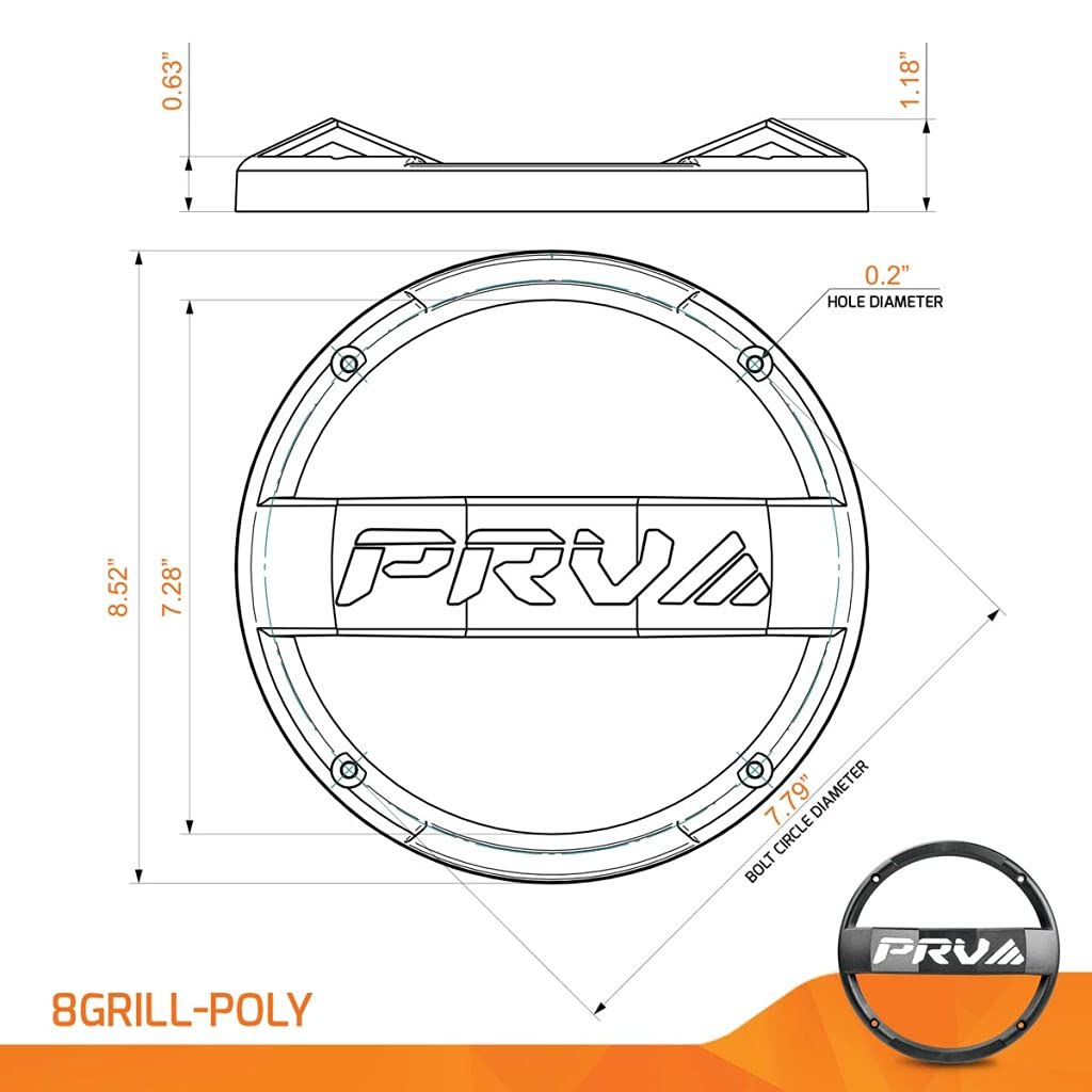 PRV AUDIO 8GRILL-Poly 8 Inch Speaker Grill, Fits Different PRV AUDIO Models, Screws Included for Convenient Instalation (Single)