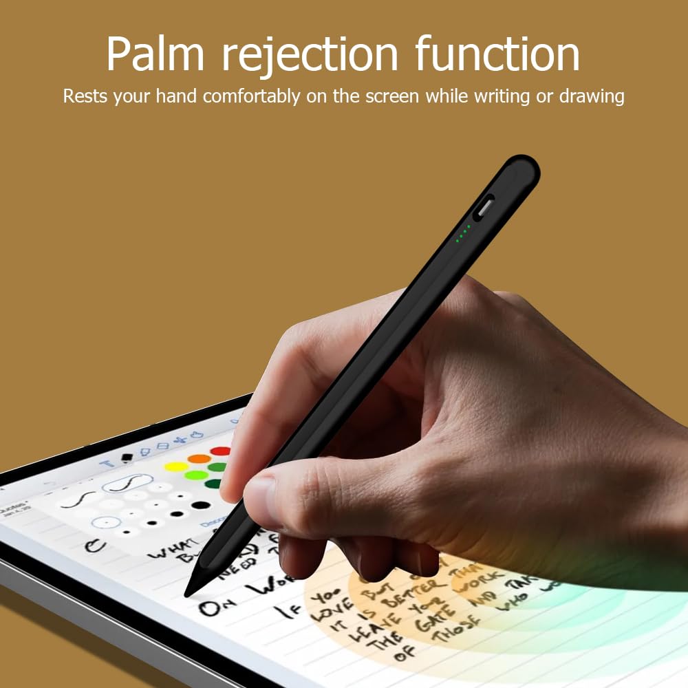 Stylus Pen for iPad (2018-2025), iPad 10th/11th/Air/Mini/A16 | No Bluetooth Needed, Fast Charging, Palm Rejection, Battery Indicator | Affordable