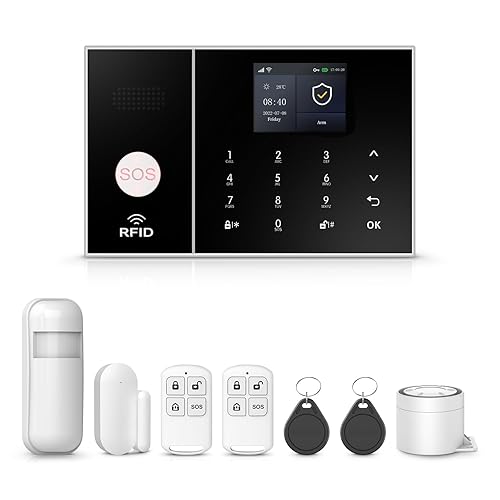 PGST Alarm System,Wireless Home Security Systems with Door Open Alarm Sensors,Motion Sensors,Loud Siren,Remote,Compatible with Alexa&Google