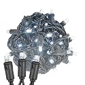 Novelty Lights 34ft Christmas String Lights, 100 Pure White LED Bulbs on Black Wire, 4" Spacing, Connectable Indoor Outdoor Commercial Grade Lighting