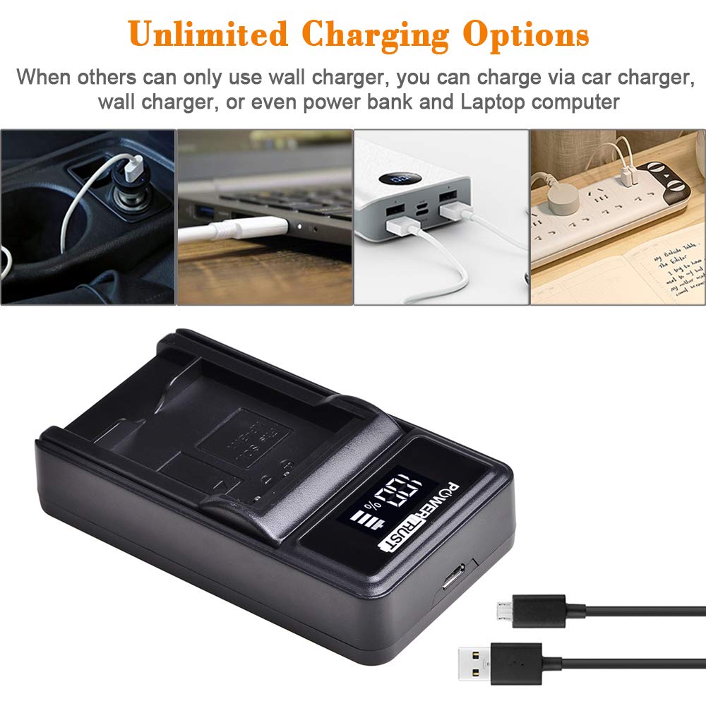 PowerTrust 1x NP-BN1 NPBN1 Battery and LED USB Charger for Sony DSC TX9 T99 WX5 TX7 TX5 W390 W380 W350 W320 W360 QX100 W370 W730 W150 Camera Batteries
