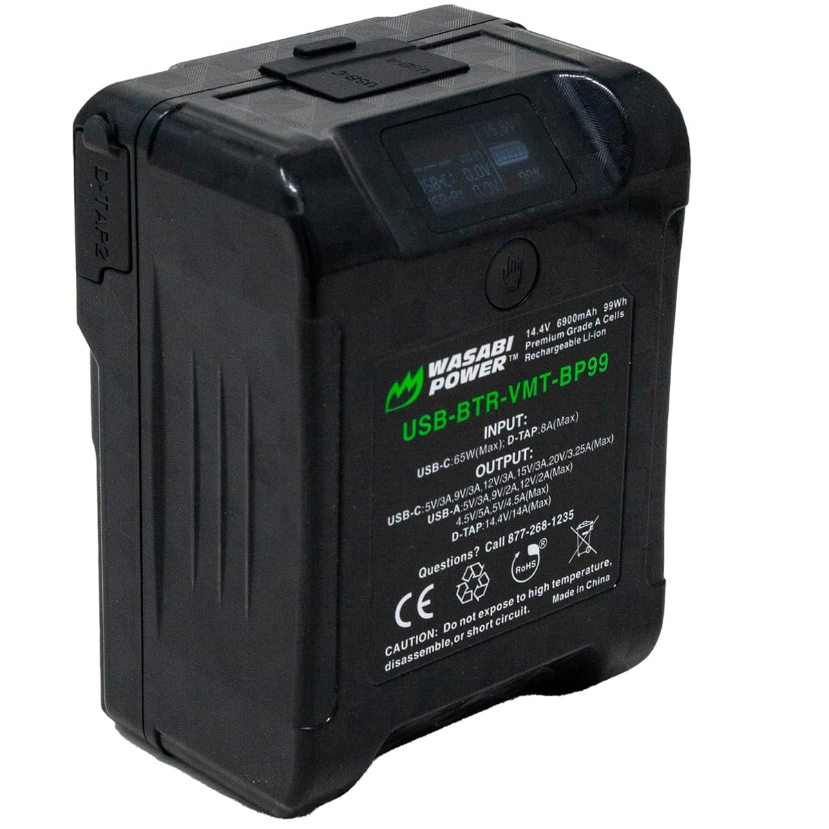 Wasabi Power V Mount/V Lock Mini Series Battery (99Wh, 14.4V, 6900mAh) Rechargeable Li-ion Battery for Broadcast Video Camcorder, Compatible with Sony