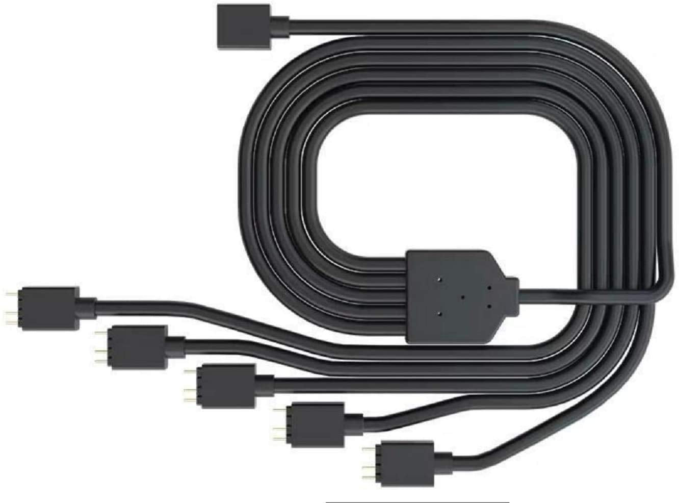 Cooler Master 1 to 5ARGB Extension Cable, 1 to 5 ARGB Splitter Cabie, Suitable for 3-pin ARGB Synchronization on The Chassis Fan, Used for Computer
