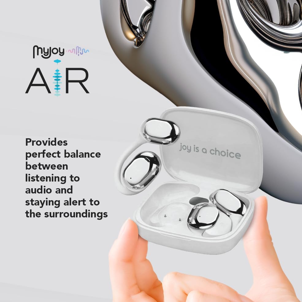 MyJoy Air Open Ear Earbuds, Wireless Bluetooth Open Earbuds Over The Ear Headphones with Microphone for Work & Workouts, Sweatproof Multi-Touch Open…