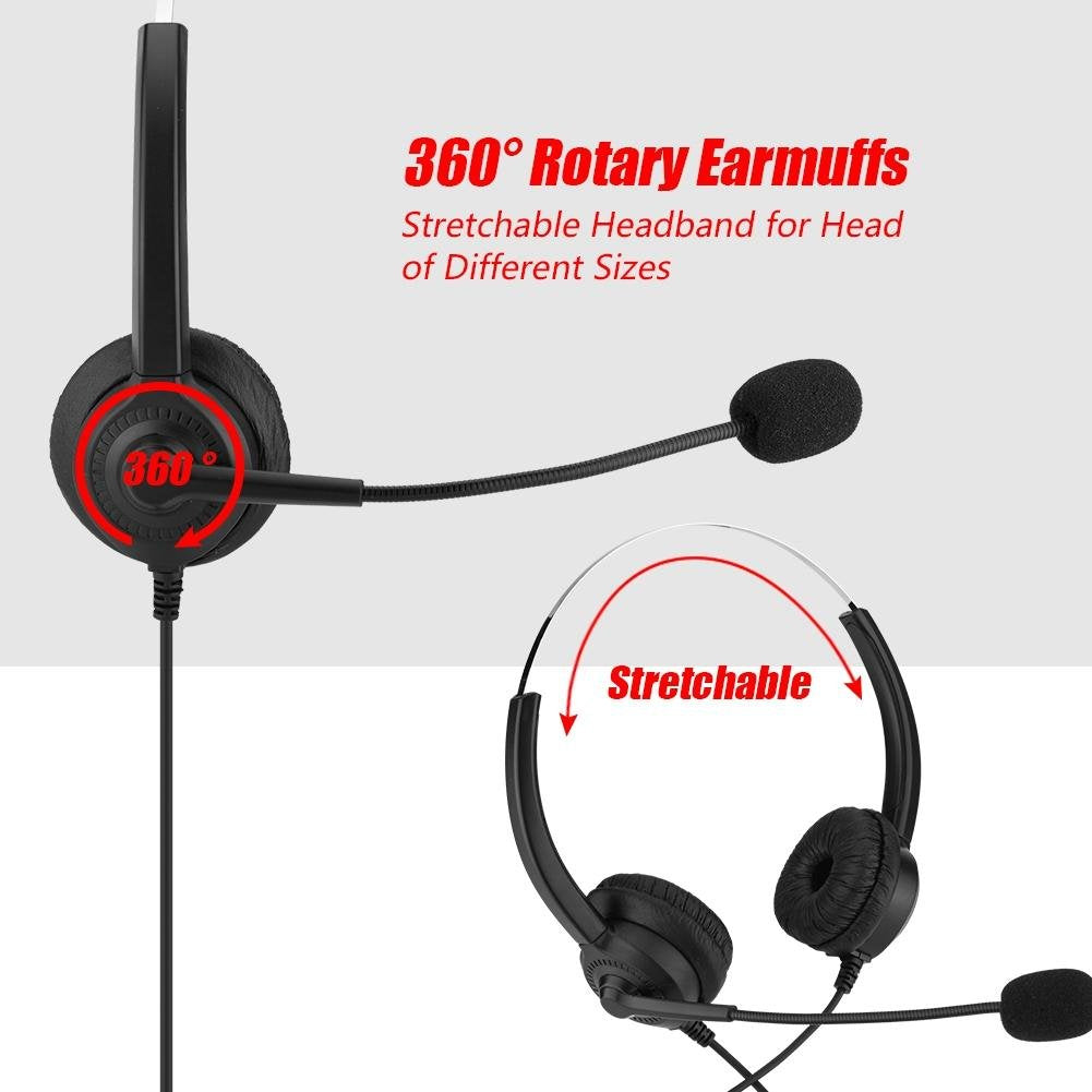 Over-Ear Headphones with Noise Cancelling Mic, 3.5mm Stereo Wired Telephone Headset with Microphone,360° Rotary Earmuffs for Skype,Call