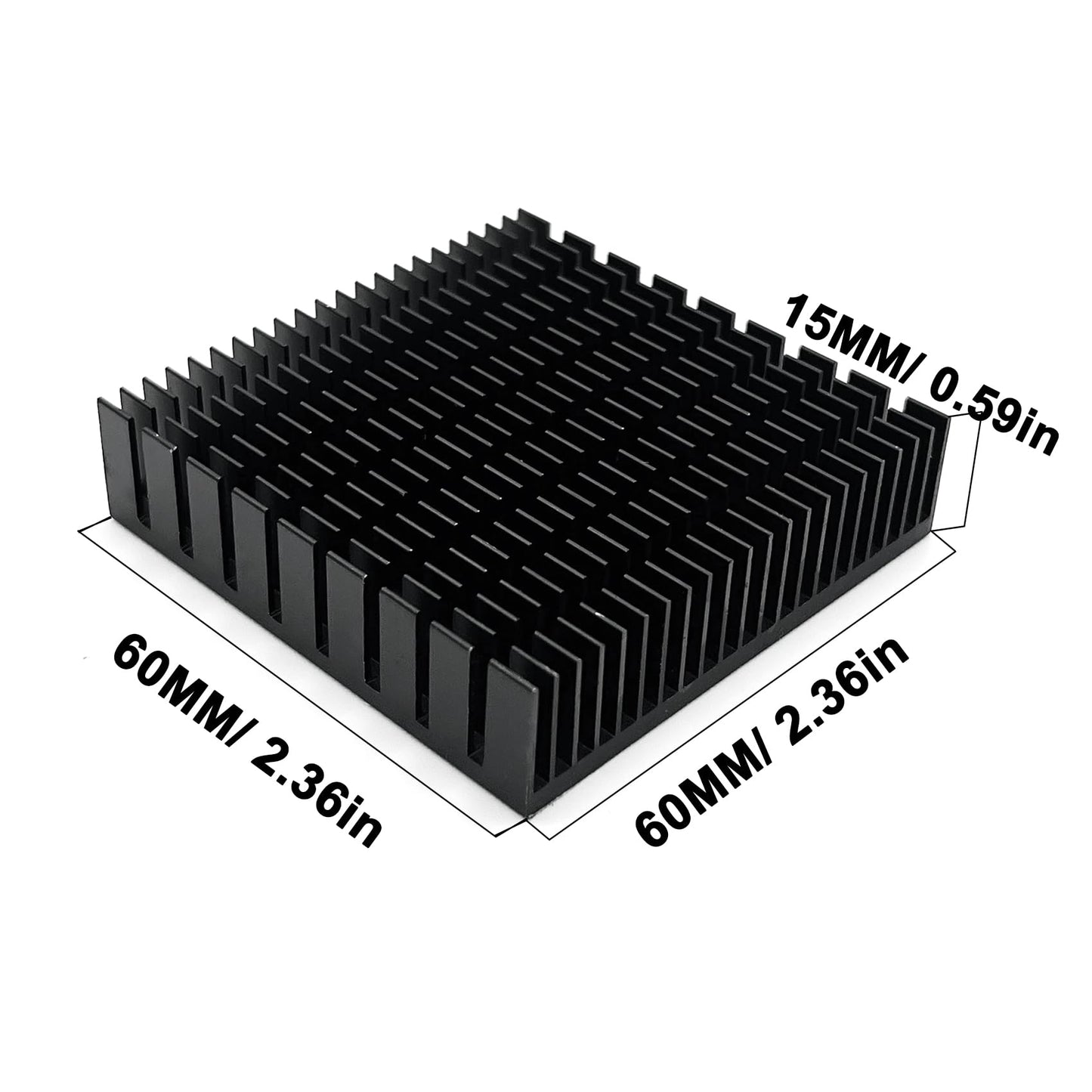 Awxlumv 2PCS Aluminum Heat Sink 60mmx60mmx15mm with Thermal Conductive Adhesive Tape, Square Module Heatsink Profile Cooling Fin Cooler for Chip CPU