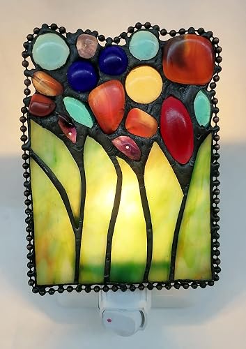 HUIMEIJU Tiffany Glass Night Light - Bedroom, Study, Aisle, Gem, Green Glass