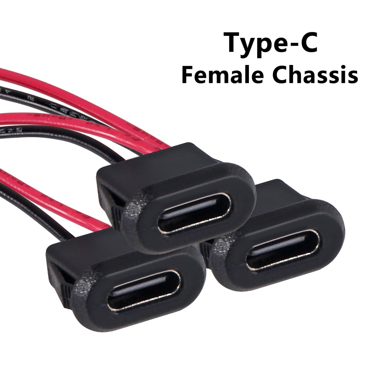 Coliao 20pcs Type-C Female Chassis Waterproof 2P Solder Wire Type USB C Pigtail Cable Extension Power Cable USB-C Plug to 2 Pin Bare Wire Open End