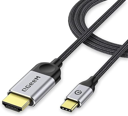 QGeeM USB C to HDMI Cable Adapter 6FT 4K, USB Type C to HDMI Thunderbolt 3/4 Compatible for iPhone 16, Galaxy, MacBook Pro/air, IPad pro, Surface,Dell