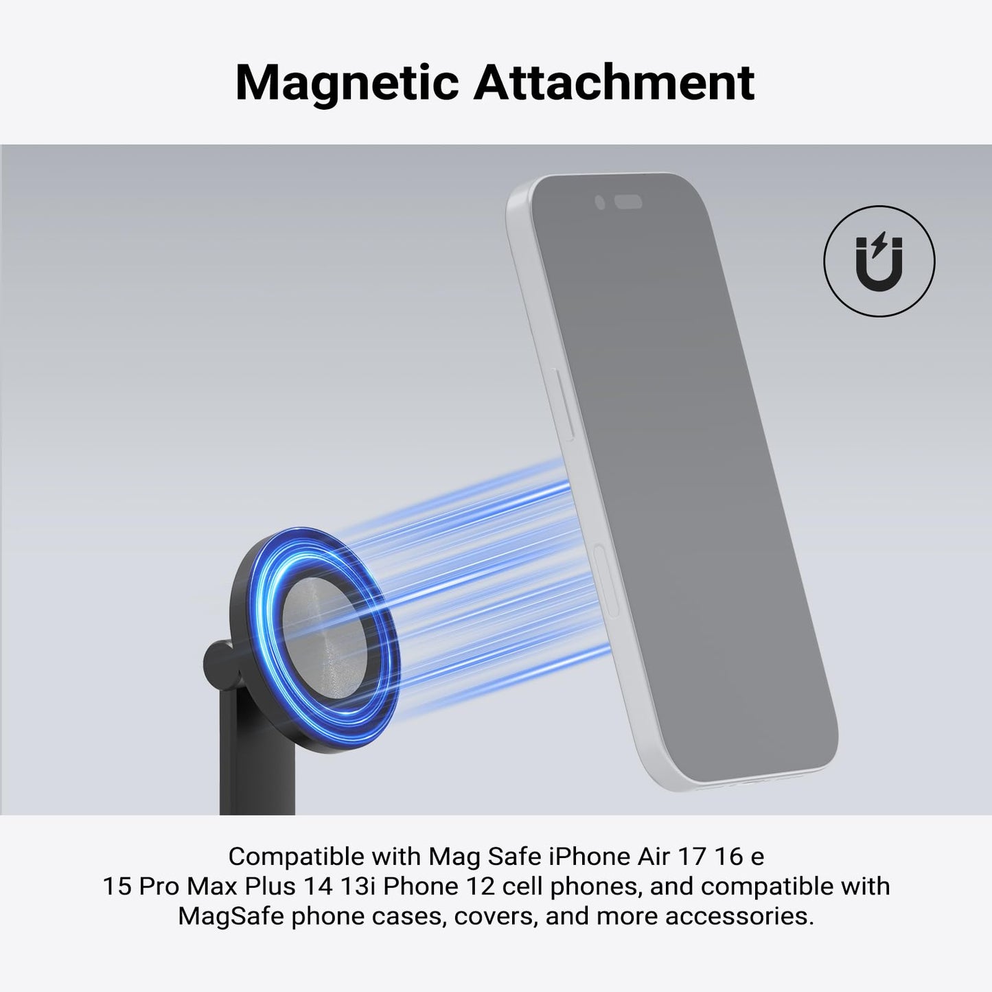 NEEWER Entry Level Version Magnetic Phone Holder Tripod Mount Adapter, 360° Compact Lightweight Portable Compatible with MagSafe iPhone Samsung