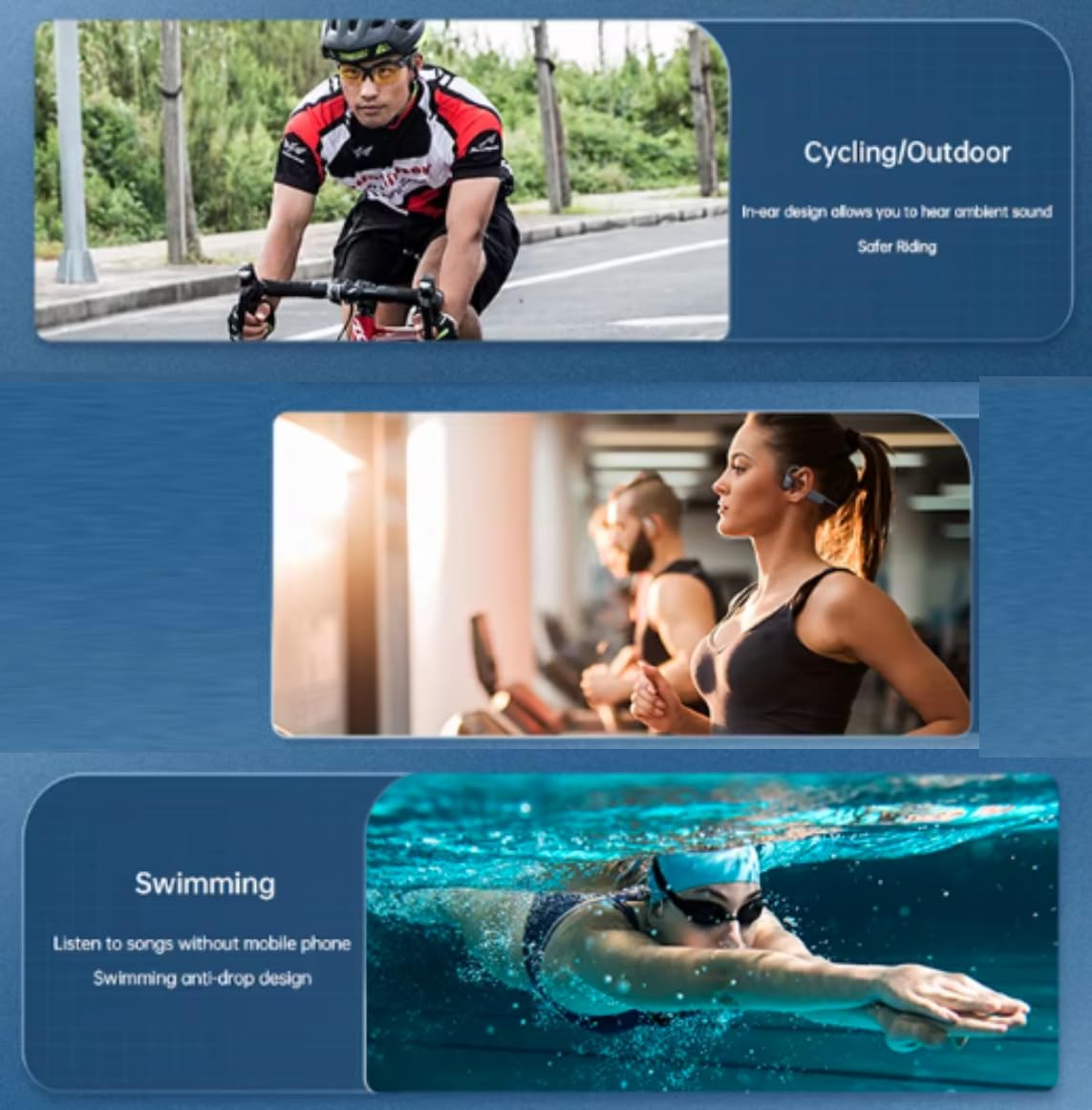 ECO-BUDDY Swimming Headphones Underwater,IPX8 Waterproof, Bone Conduction Headphones, Open Ear with 32G MP3 Memory for Exercising (Black)