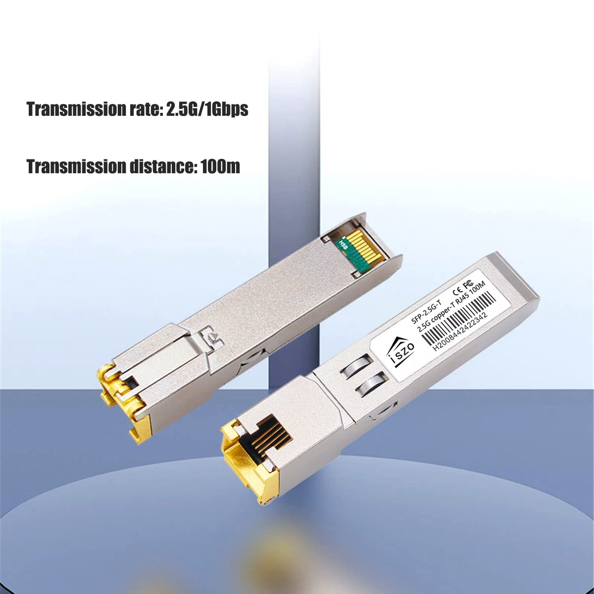 iszo SFP-2.5G-RJ45,2500M Rate, SFP to RJ45 Optical Module, Plug and Play, 2.5Gbase-T /1000base-T/ 100base-T on Line Port, Transmission Distance: 100m
