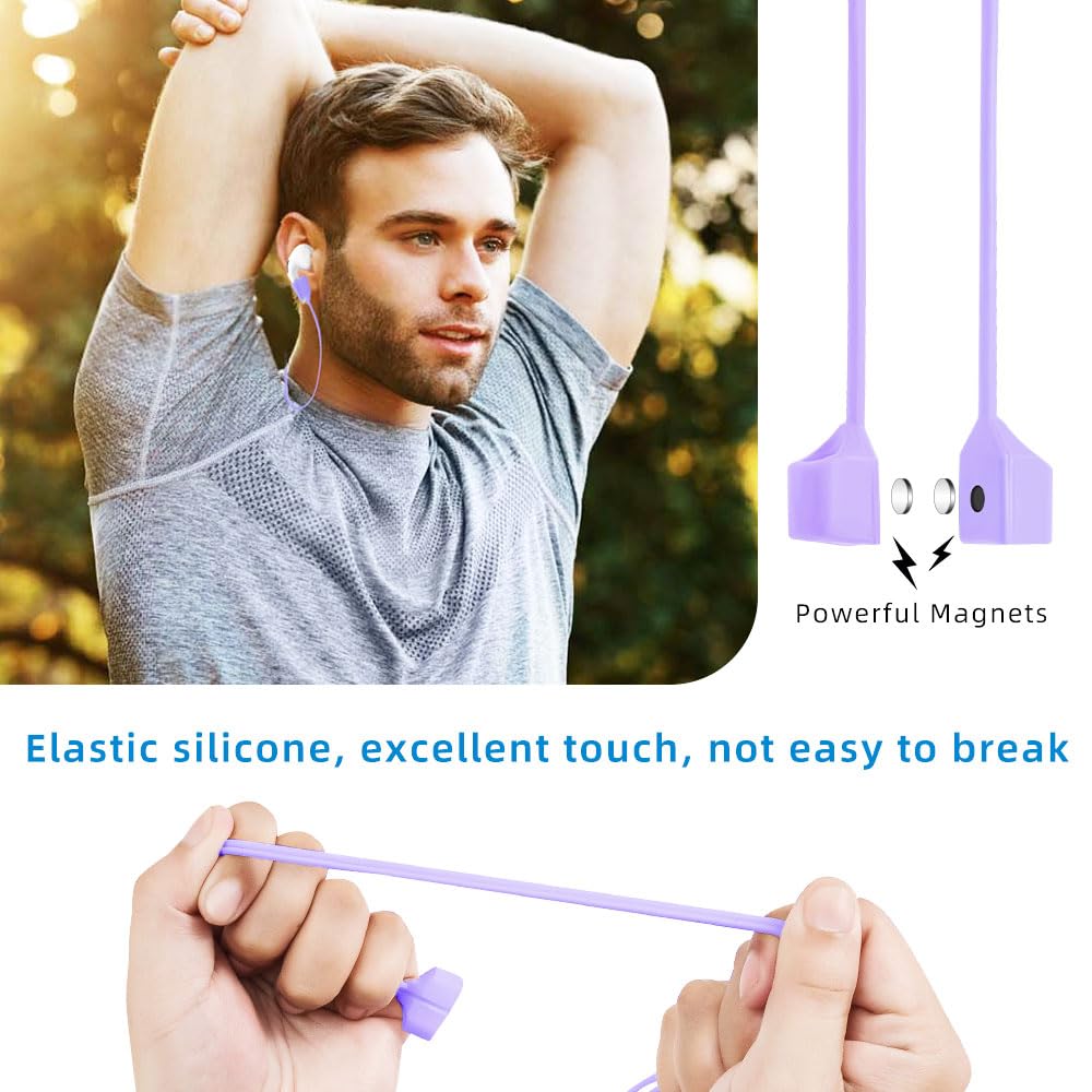 Magnetic Anti-Lost Straps for AirPods,4 Pack Ultra Strong Magnetic AirPods Strap Anti-Lost Neck Rope Cord,Soft Silicone Sports Lanyard Compatible