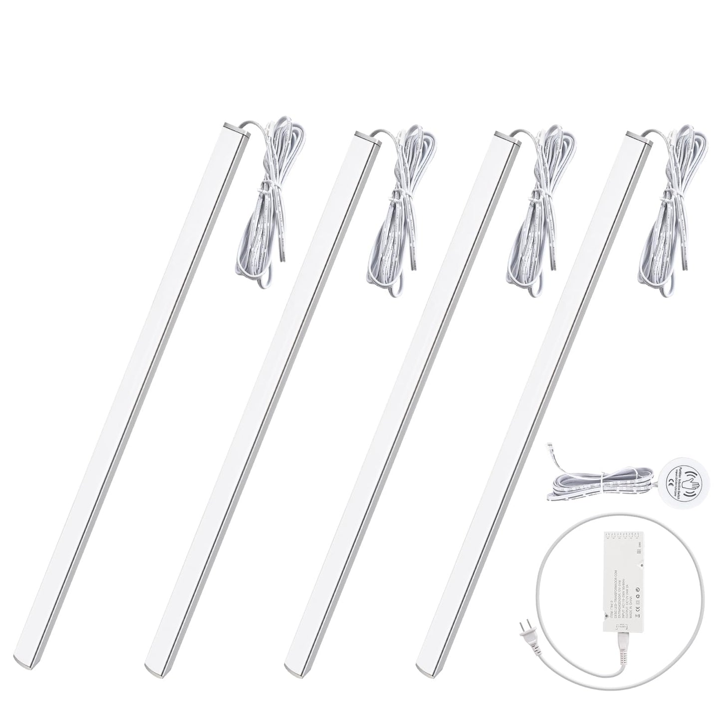 12" V-Shape Diffused LED Light Bars Kit,Aluminum Channel Lights with Touch Sensor for Under Cabinet,Gun Safe,Closet,Under Counter,Book Shelf,Display