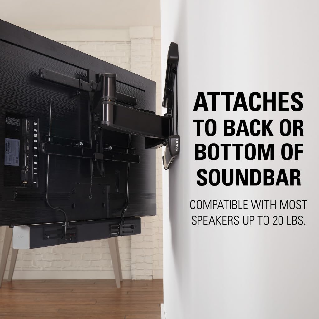 SANUS TV Soundbar Mount for Speakers up to 20lbs, Height & Depth Adjustable