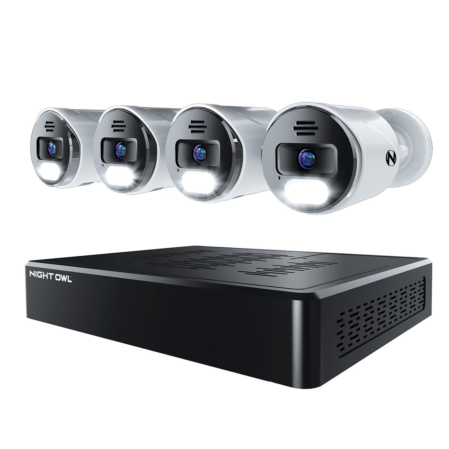 Night Owl Power Over Ethernet 12 Channel NVR Video Home Security Camera System with (4) Wired IP 4K HD Indoor/Outdoor Deterrence Cameras and 2TB Hard