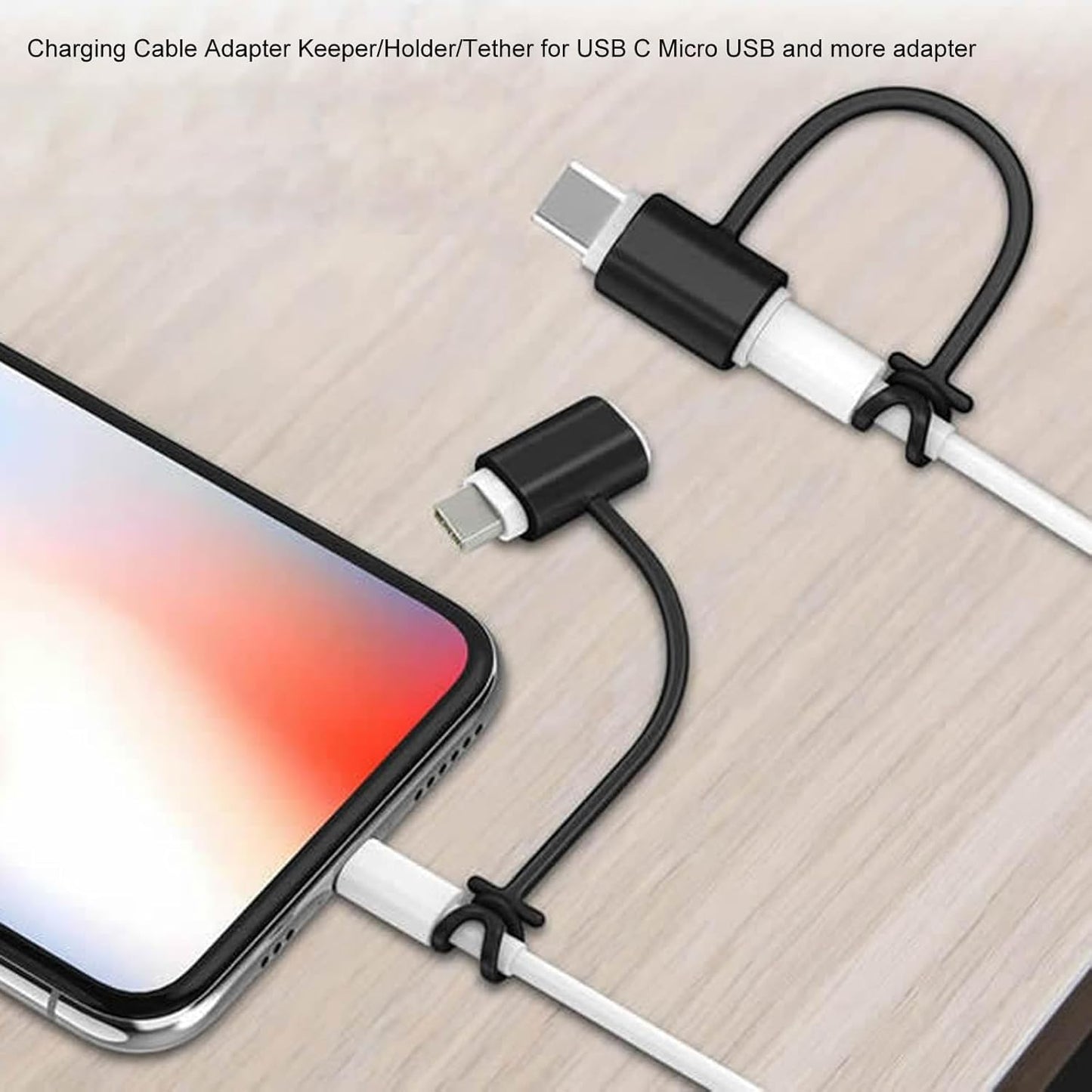 2pcs Silicone Cable Converter Holder Strap Tether,Anti Lost Cover Protections Sleeve Case for Various Charging Adapters Cable Adapter,Cable Straps