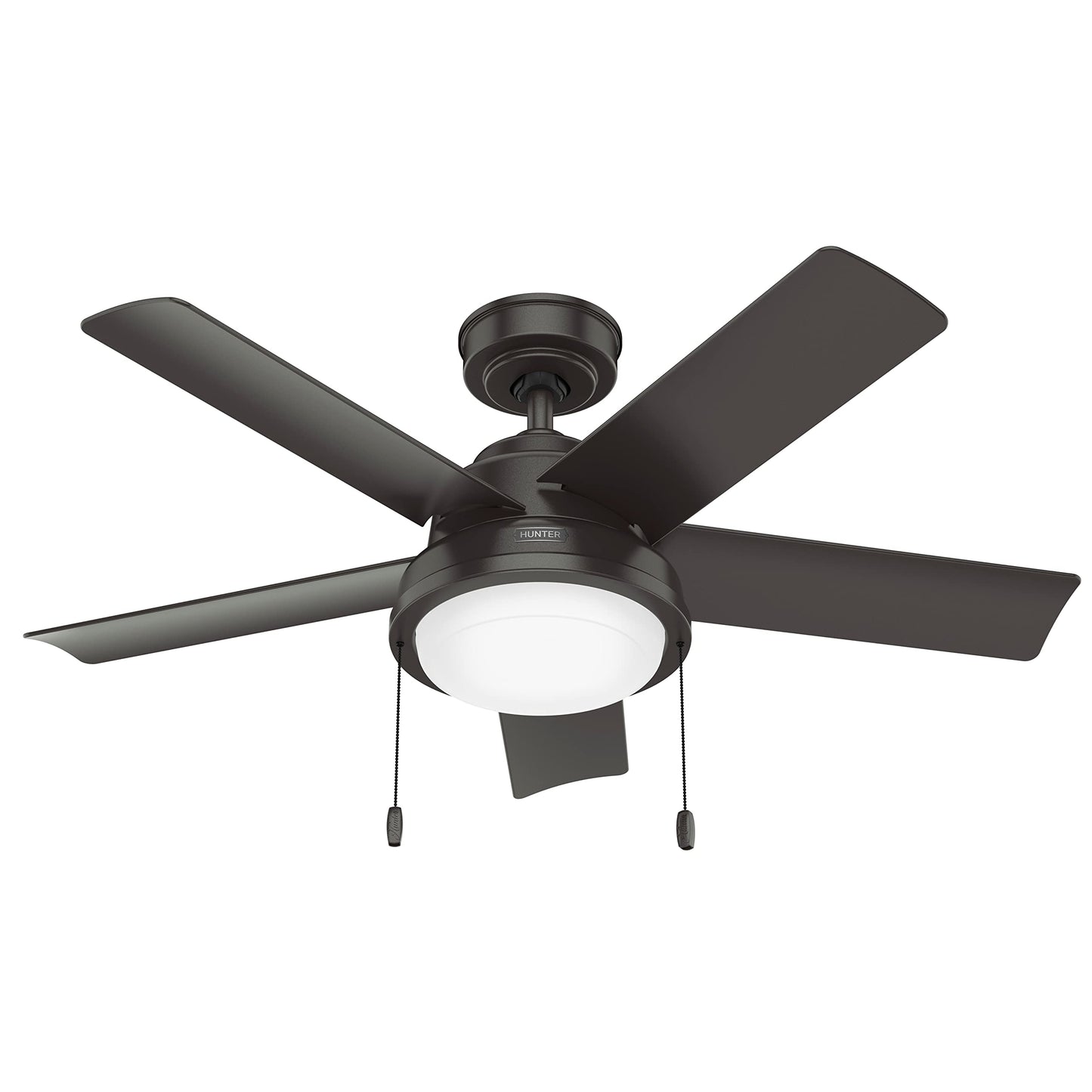 Hunter Fan 44 inch Casual Noble Bronze Outdoor Ceiling Fan with LED Light Kit and Pull Chain (Renewed)