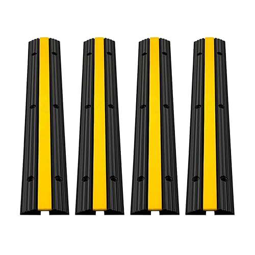 VEVOR 4 Pack of 1-Channel Rubber Cable Protector Ramps Heavy Duty 18000Lbs Load Capacity Cable Wire Cord Cover Ramp Speed Bump Driveway Hose Cable