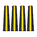 VEVOR 4 Pack of 1-Channel Rubber Cable Protector Ramps Heavy Duty 18000Lbs Load Capacity Cable Wire Cord Cover Ramp Speed Bump Driveway Hose Cable