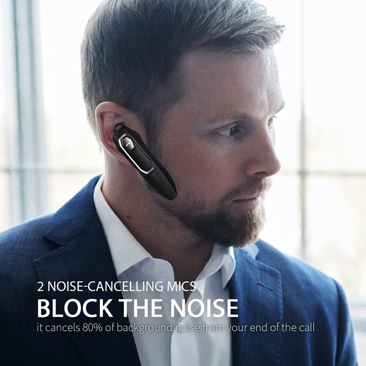 Micool Trucker Bluetooth Headset, Noise Cancelling, 30H Talking Time, Hands Free Bluetooth Earpiece for Cell Phons