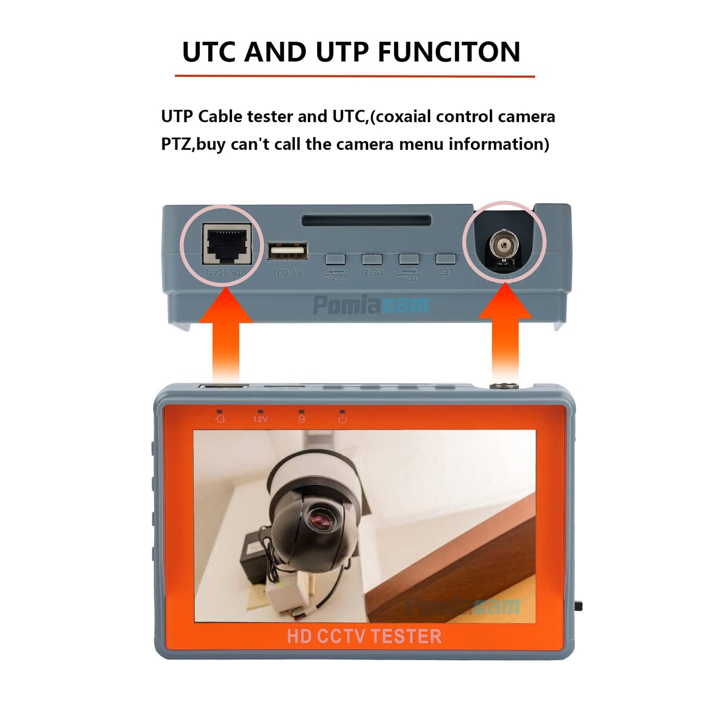 CCTV Test Monitor IV5 Portable Tool 5 inch LCD Screen 8MP HD AHD Tester Monitor TVI CVI CVBS Support UTP PTZ Audio Test CCTV Tester