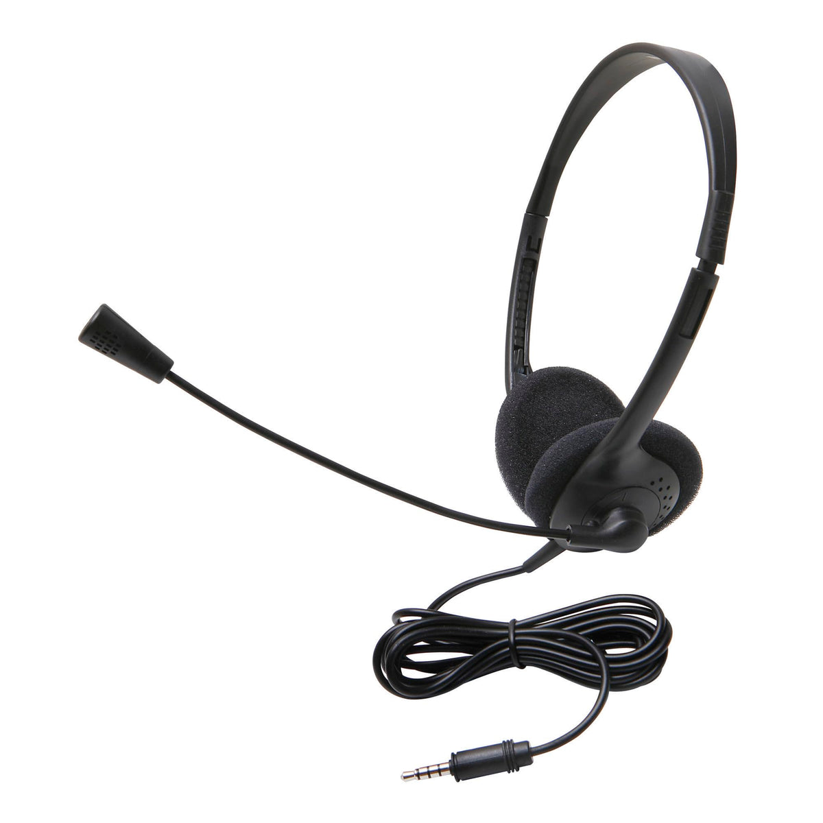 Califone 3065AVT Lightweight Personal Multimedia Stereo Headset with To Go Plug, Black, Fully Adjustable Headband Fits All Students, Recessed Wiring