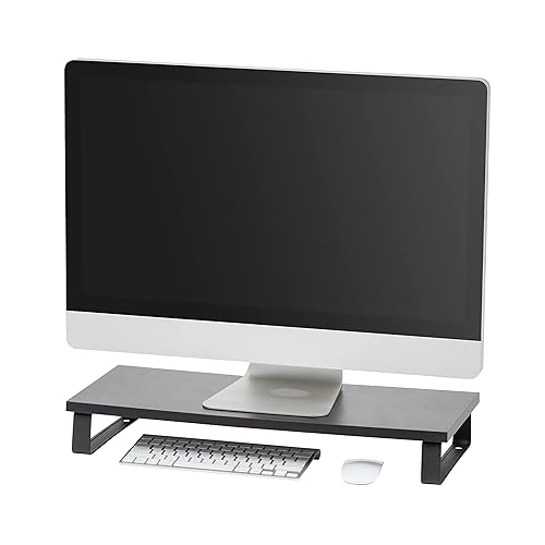 IRIS USA 1-Tier Multi-Purpose Modern PC Monitor Organizer Stand with Metal Legs, Ergonomic Desktop and Countertop Riser for Computer Laptop TV Kitchen