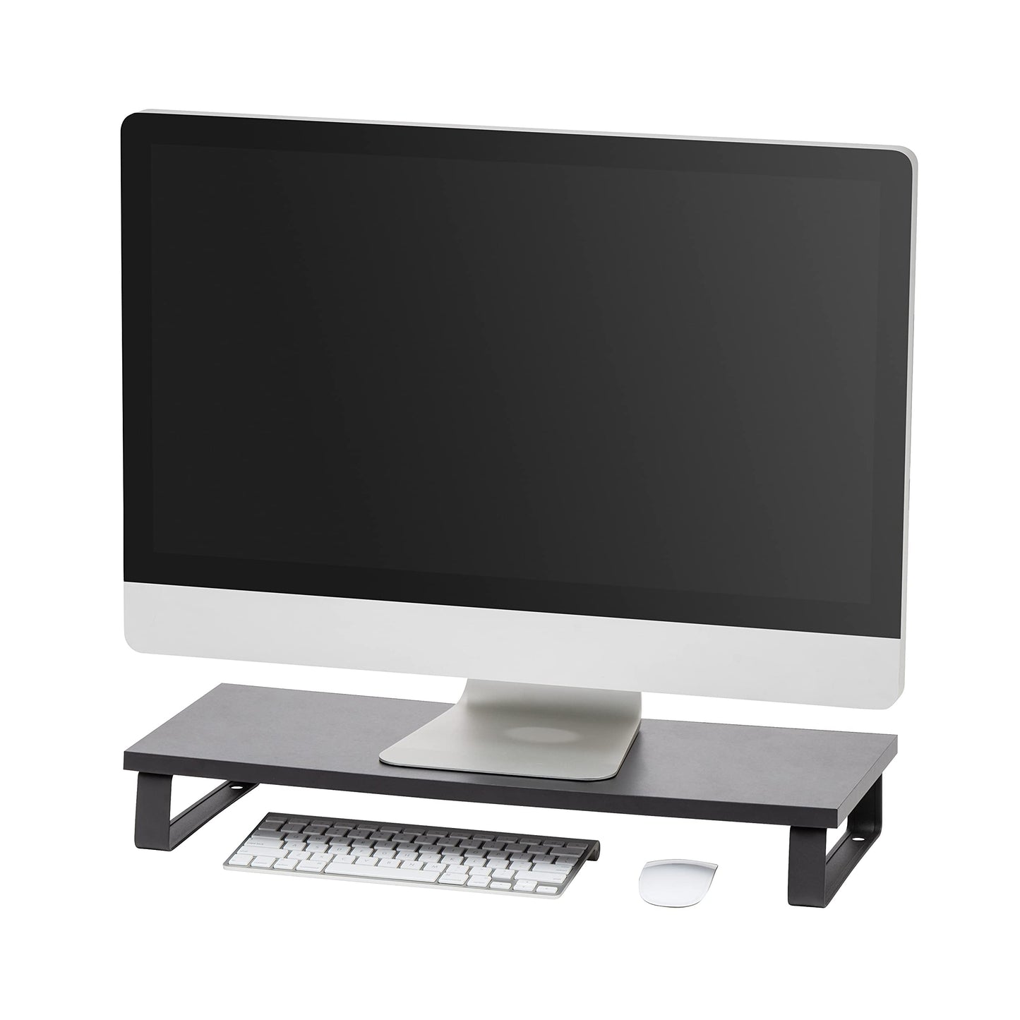 IRIS USA 1-Tier Multi-Purpose Modern PC Monitor Organizer Stand with Metal Legs, Ergonomic Desktop and Countertop Riser for Computer Laptop TV Kitchen