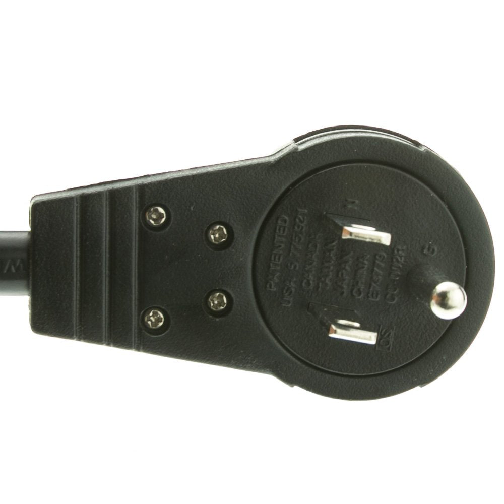 4 feet Surge Protector, Flat Rotating Plug, 6 Outlet, Black Horizontal Outlets, Plastic, 4 ft Power Cord, Surge Protector Multi Plug, CableWholesale