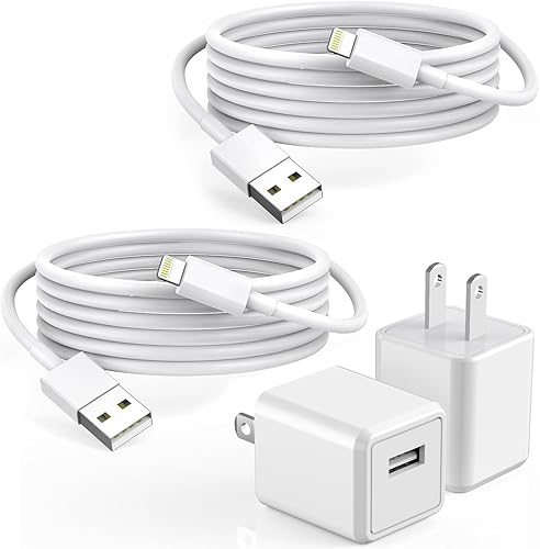 iPhone Charger,2Pack 6FT USB Wall Charger Fast Charging USB Cable Charging Cube Travel Plug Block with 6Foot Fast Cuble Lightning Cable Cord…