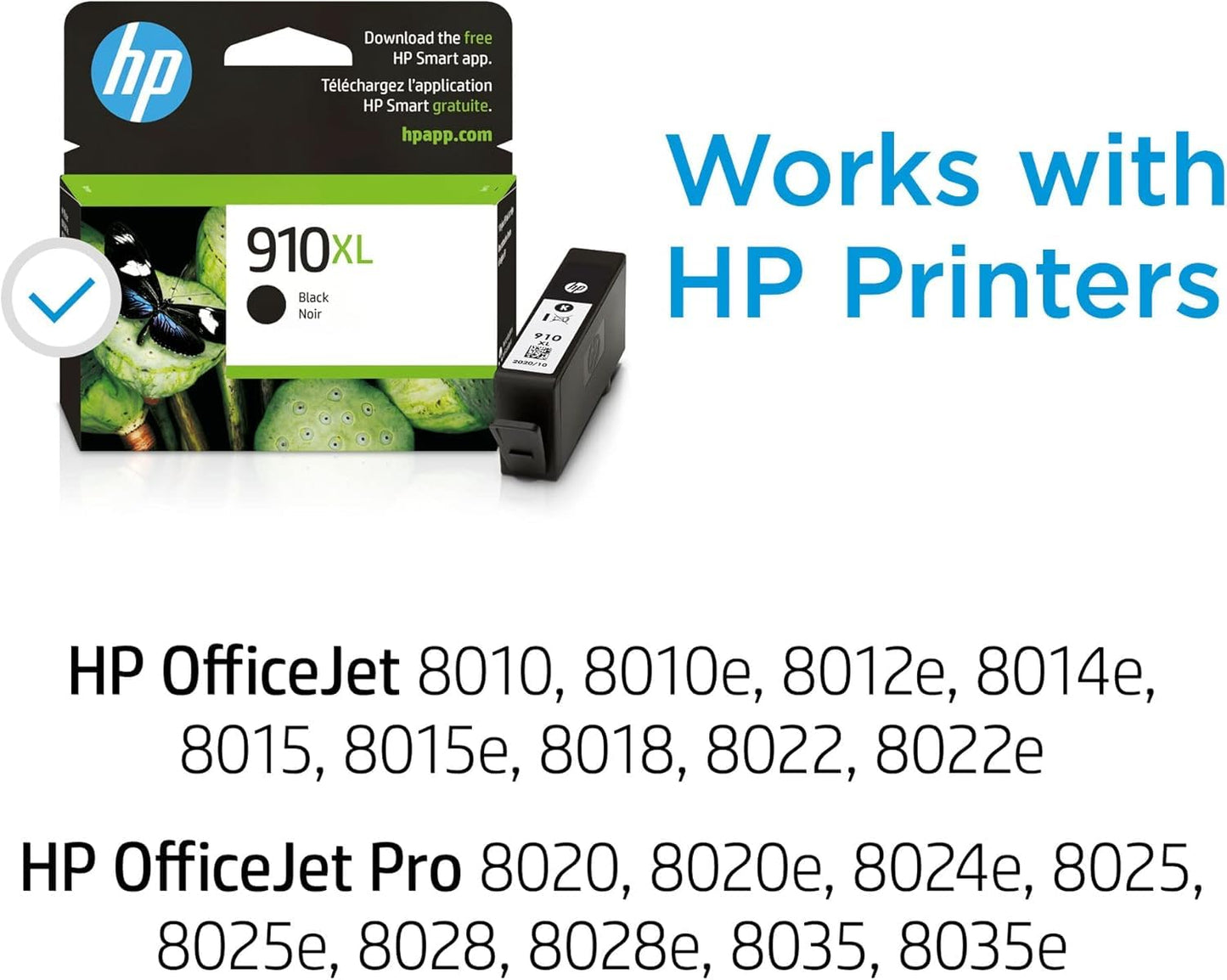 HP 910XL Blk/910 CMY Original Ink Bundle for OfficeJet Pro 8020/8030 Series