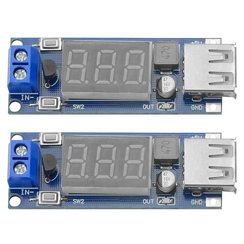 XINGYHENG 2Pcs DC-DC Buck Voltage Converter Power Module 4.5-40V 12V to 5V/2A + Power Supply Stabilizer Voltage Regulator with Voltmeter 5V USB…