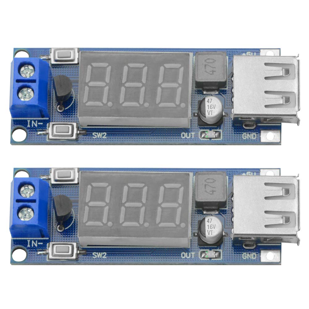 XINGYHENG 2Pcs DC-DC Buck Voltage Converter Power Module 4.5-40V 12V to 5V/2A + Power Supply Stabilizer Voltage Regulator with Voltmeter 5V USB…